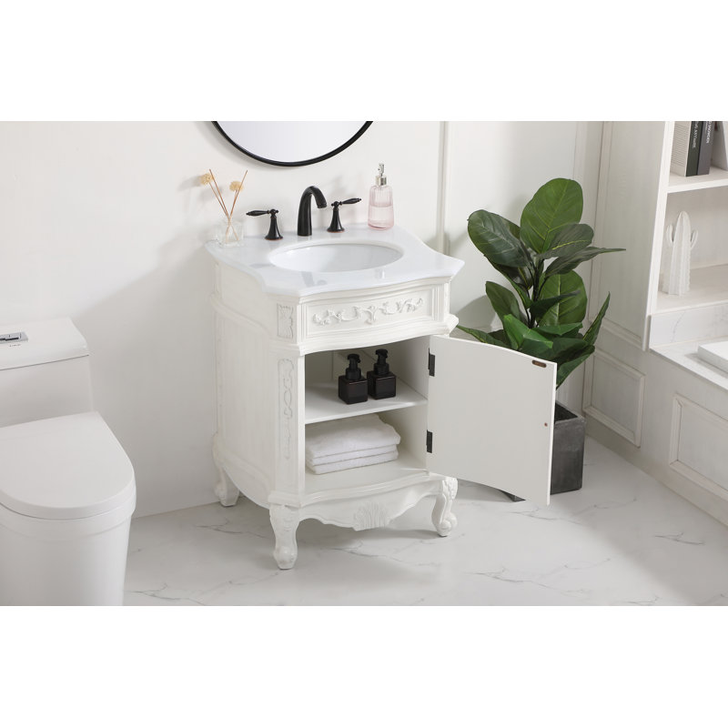 Ensemble de meuble-lavabo simple 24 po Berkshire, Blanc antique, Blanc ivoire