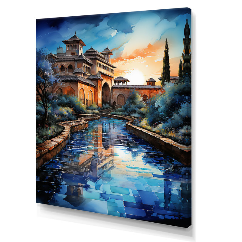 Rêves de l'Islam Alhambra - reproduction d'art sur toile, Toile tendue, H 32 po x l 16 po x P 1 po