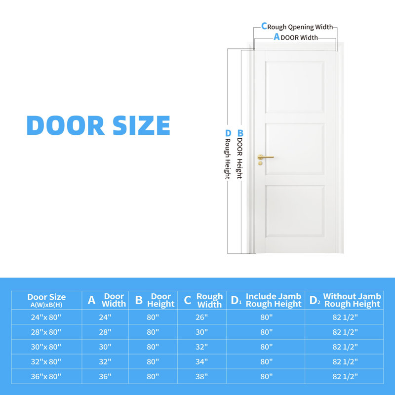 Porte standard en bois massif à 3 panneaux avec porte de garde-manger apprêtée, 30" x 80"