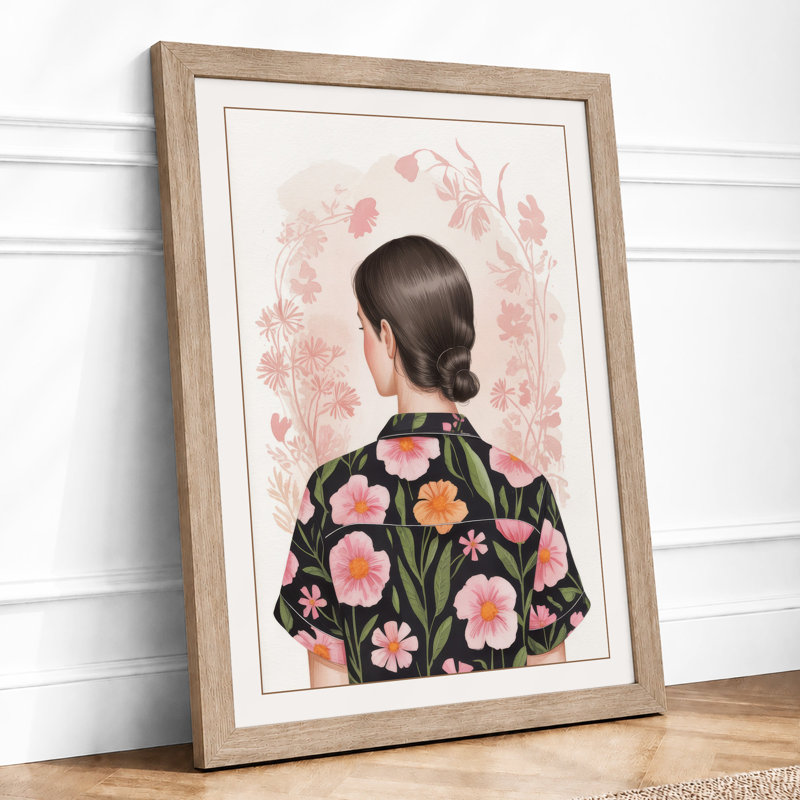 Figure in Bloom Botanical - Framed Print, A2 - 59.4 x 42.0 cm, Oak