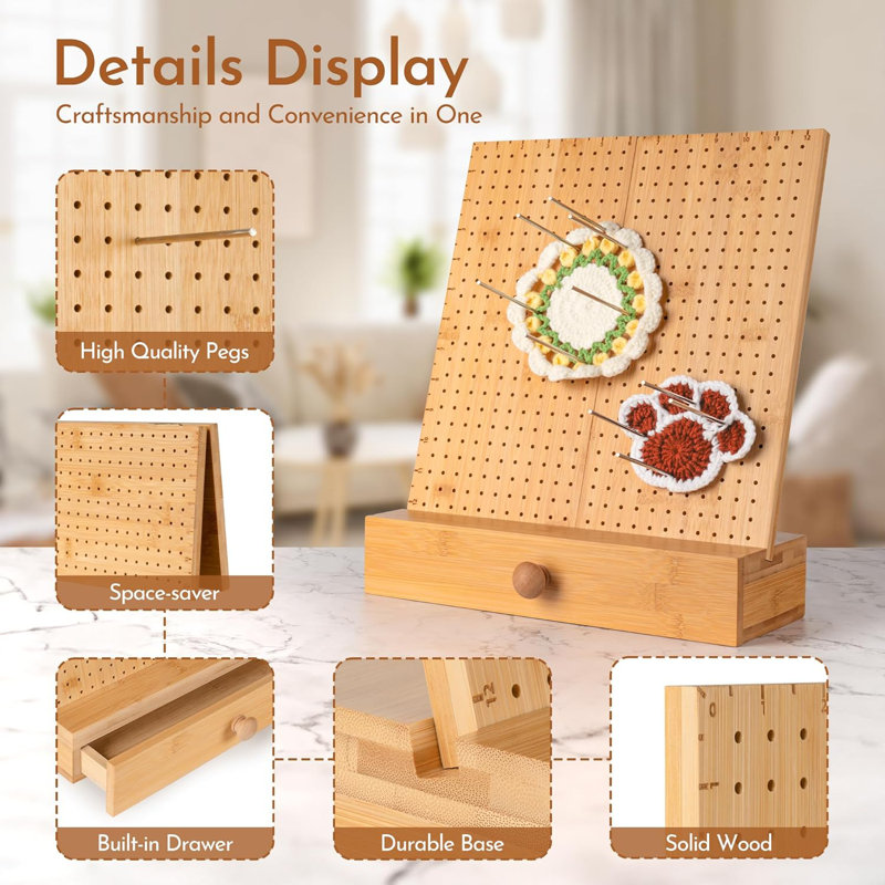 Foldable Crochet Blocking Board With 30 Pegs, Bamboo Blocking Boards For Crochet Projects, Granny Square Blocking Board, Blocking Pins, Granny Square Yarn, Knitting Blocking Mats And Pins