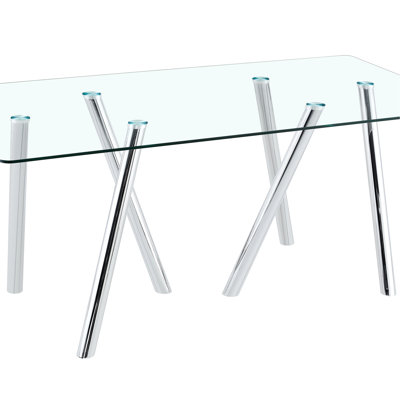Tempered Glass Dining Table with Metal Legs