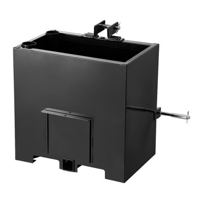 Ballast Box, 3-Point Category 1 Tractor Ballast of 800 lbs Capacity, with Standard 2 Inch Hitch Receiver, Heavy-Duty Steel 5 ft³ Large Volume Durable Loader Attachment with Sliding Door, Black