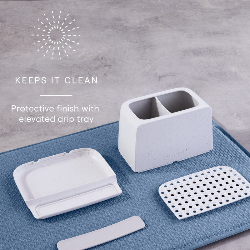 Polished White Freestanding Toothbrush Holder with Phone Stand