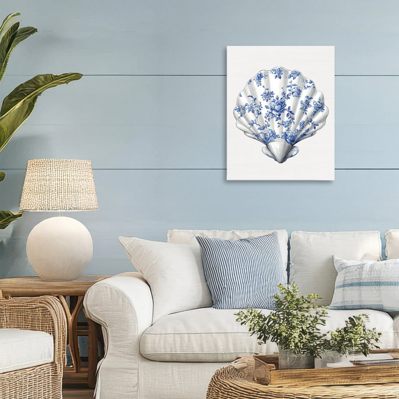 Funky Toile Seashell Canvas, design by Lettered and Lined