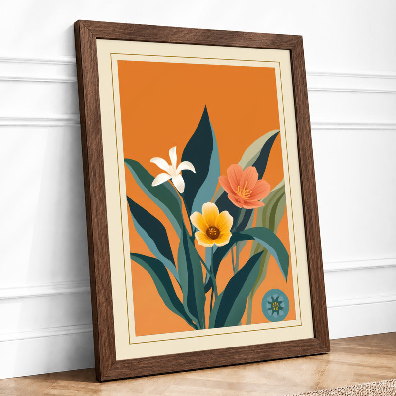Triptych Botanical - Framed Print, A2 - 59.4 x 42.0 cm, Walnut