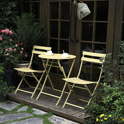 Ensemble de 3 chaises bistro et de patio pliables en métal pour l'extérieur