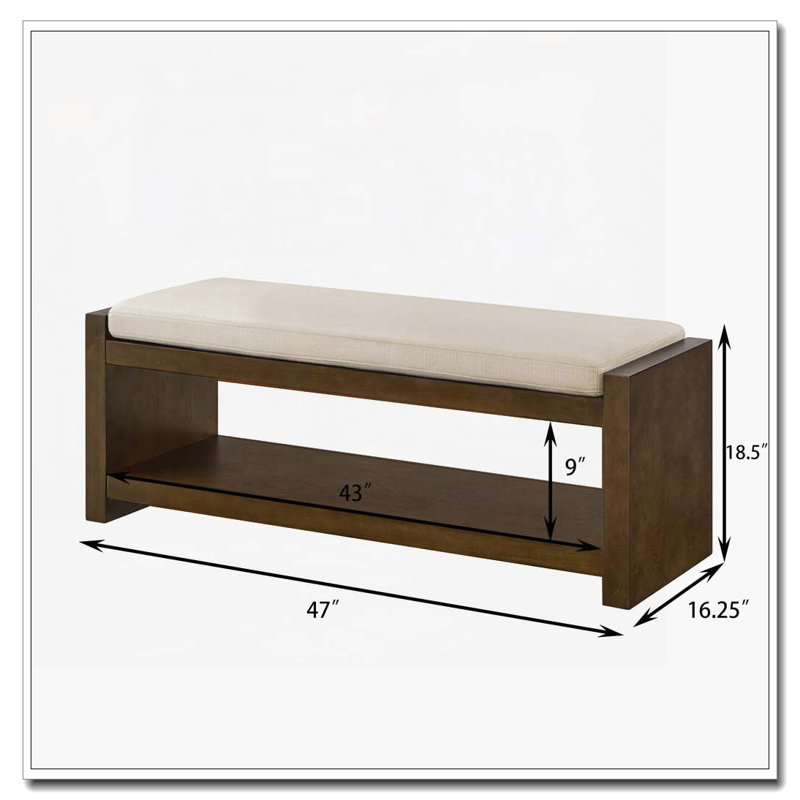 Bench with Lower Shelf Shoe Rack, Ivory