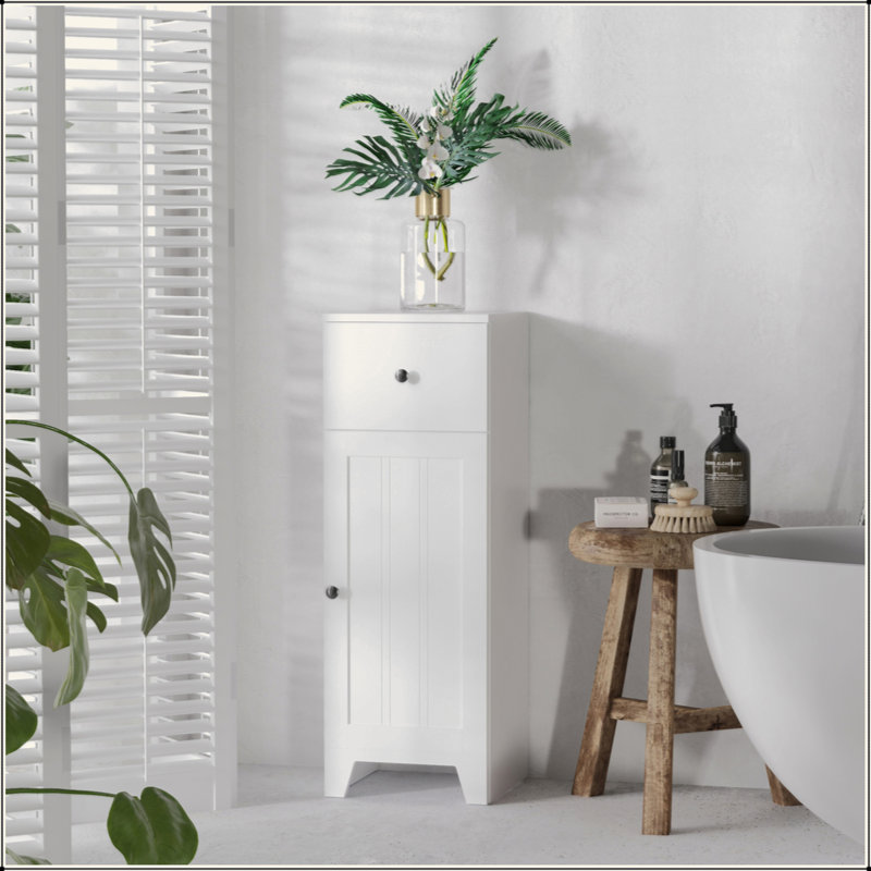 Compact Bathroom Storage Cabinet – 1 Drawer & Adjustable Shelf, Anti-Tip for Bathroom/Living Room