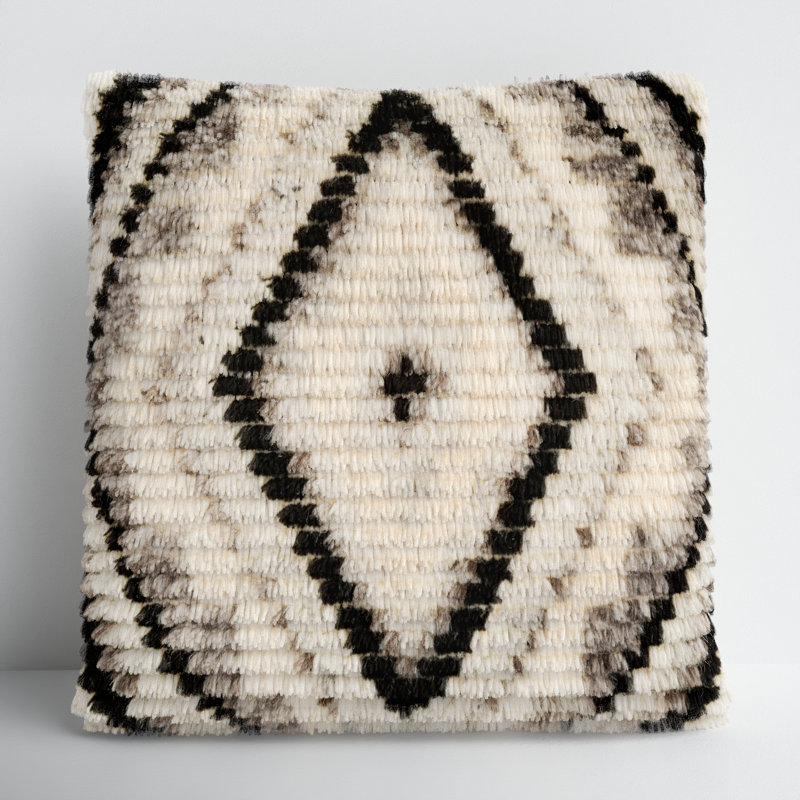 Cyan Geometric Wool Throw Pillow, 22" x 22", Pillow Cover Only - No Insert
