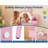 Kids Vanity Table with Lights,Cute Bear-Shaped Dressing Tables with Mirror&Storage Drawers,Wooden Princess Toddler Make Up Table Set,Pretend Play Vanity Sets-1101067134