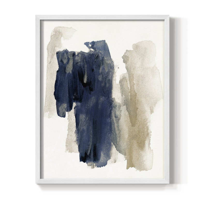 Reproduction encadrée bleu marine - bois massif, H 20 po x l 16 po, Blanc