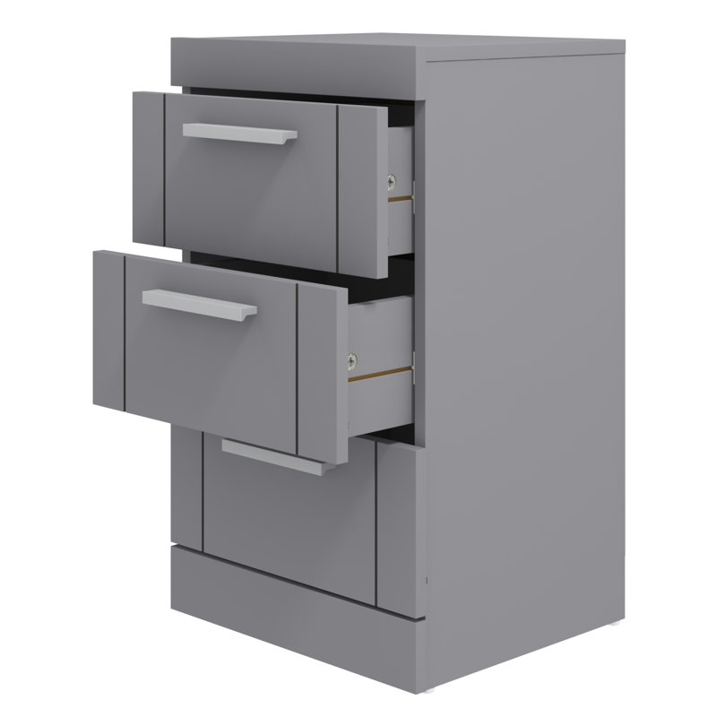 Kimberley 3 Drawer Bedside Table, Grey