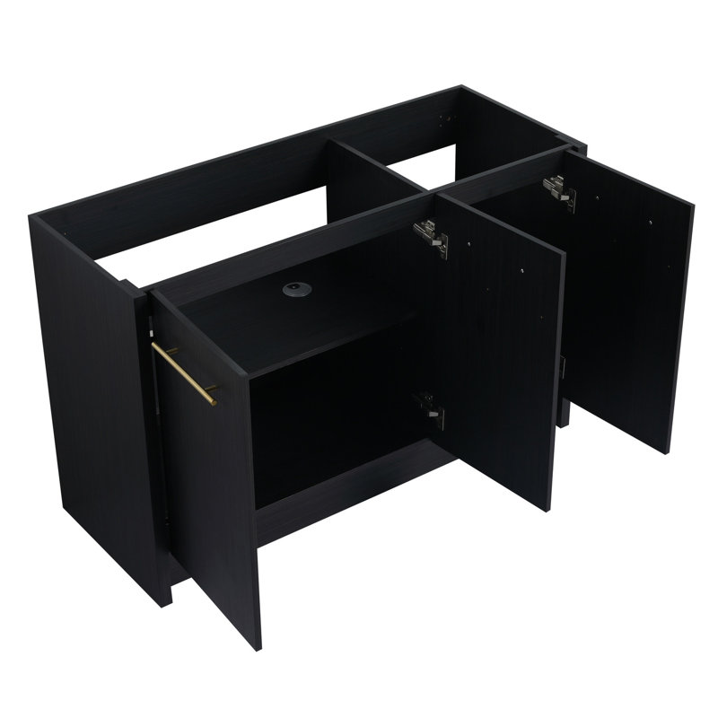 Meuble-lavabo autoportant de 48 po en châtaignier noir élégant avec porte et options de rangement abondantes pour les salles de bain