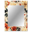 Agatia, fleurs d'automne beige et rouge - miroir mural décoratif rétro, grand miroir rétro, impression d'art en métal