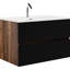 Meuble-lavabo pour salle de bain - Meuble de rangement encastré en céramique noire et noire-120994546