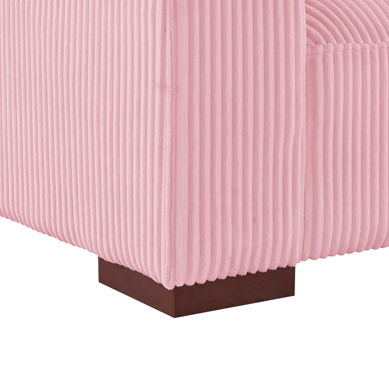Asyiah 114.5" Wide Microfiber Sofa & Chaise, Right Hand Facing, Pink Corduroy