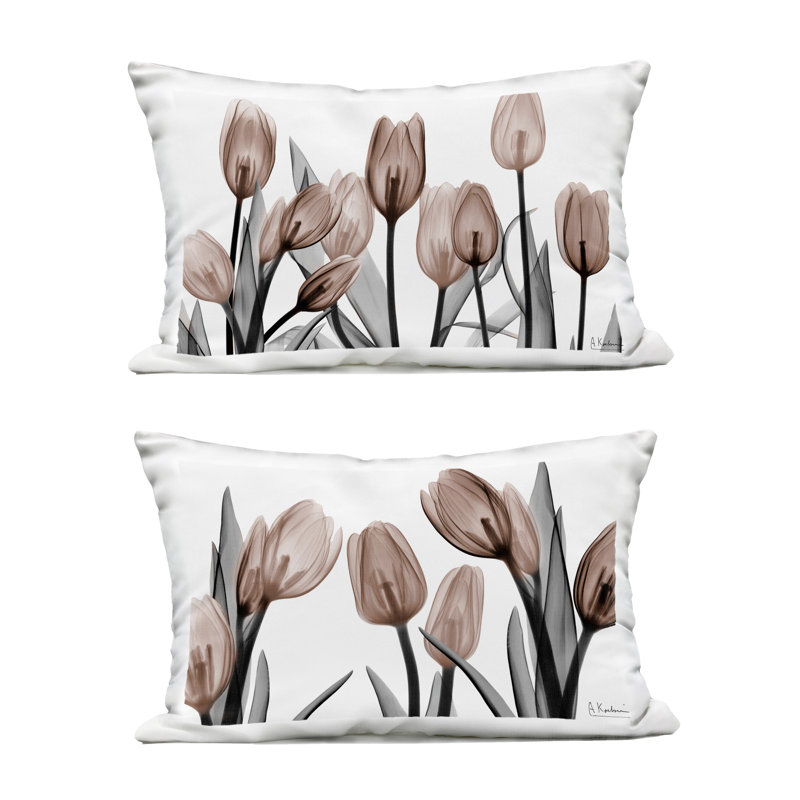 Ensemble de 2 coussins d'extérieur translucides tulipes translucides en moka, design par Albert Koetsier