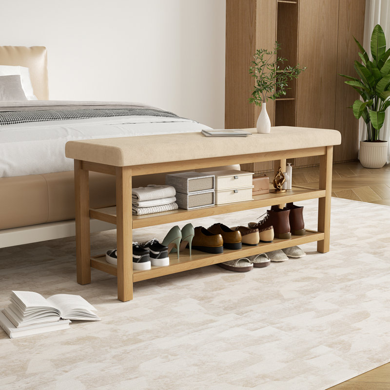 Banc de rangement pour chaussures Elegant, Marron clair