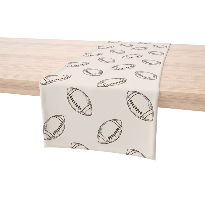 Table Runner, 100% Cotton, 16X72", Football Sketch, 108" L x 16" W