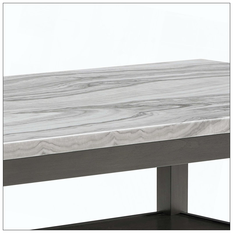 Ensemble 7 pièces de chaises de salle à manger rectangulaires en faux marbre
