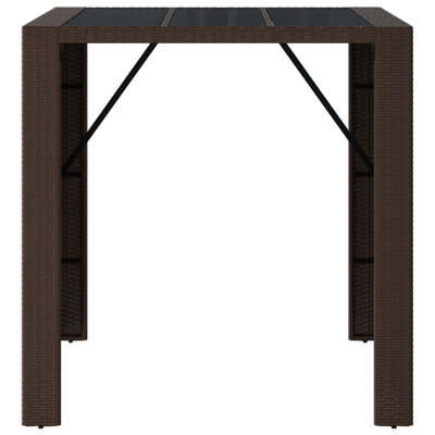 Ebern Designs Bar Table With Glass Top Black 105X80x110 Cm Poly Rattan