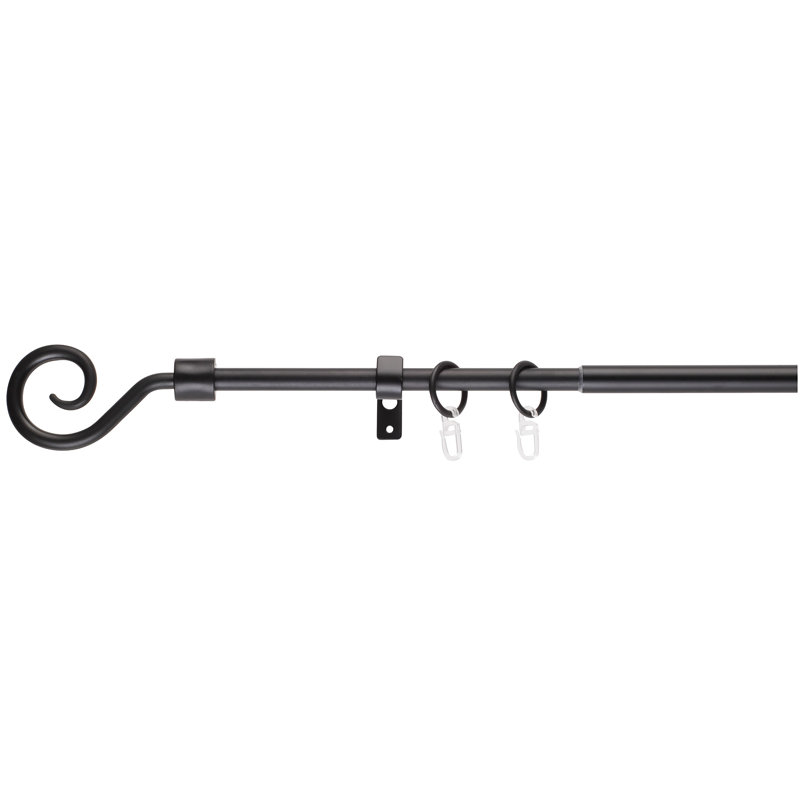 Basic Hook Curtain Pole Set, Black