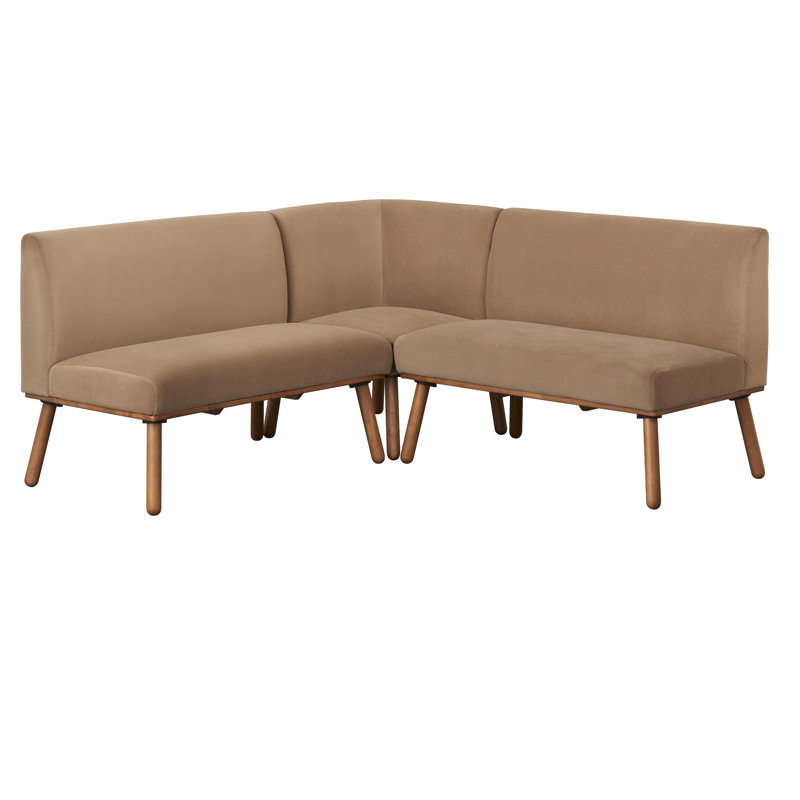 Briette 3 Piece Nook Banquette Set, Tan