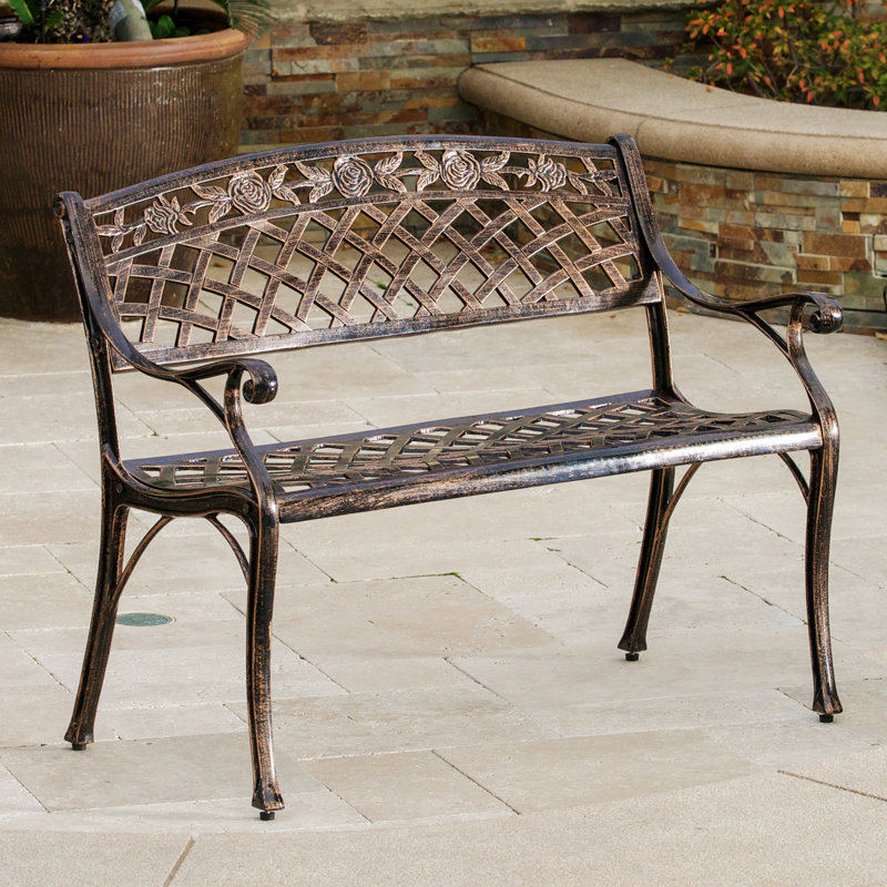 Banc de jardin en fonte d'aluminium Caffey