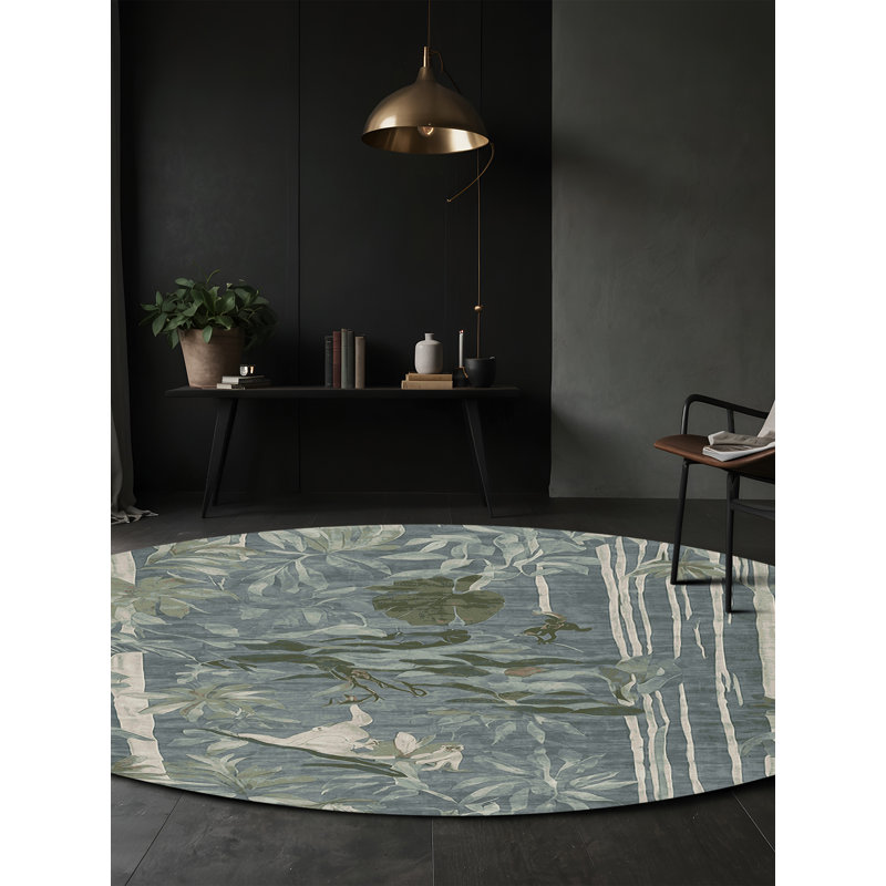 Silky Soft Plush Gray Area Rug, Round 4'