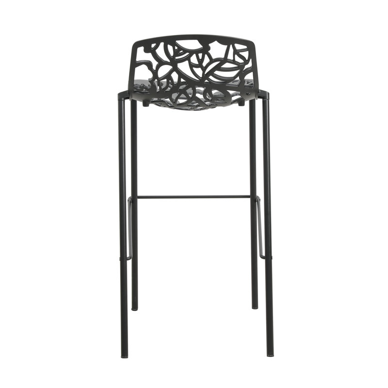 Tabouret de bar extérieur H 31 po en forme de découpes florales avec dossier et repose-pieds Houser Devon