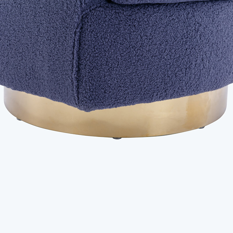 Fauteuil demi-tonneau pivotant Mohun, Bouclé bleu marine
