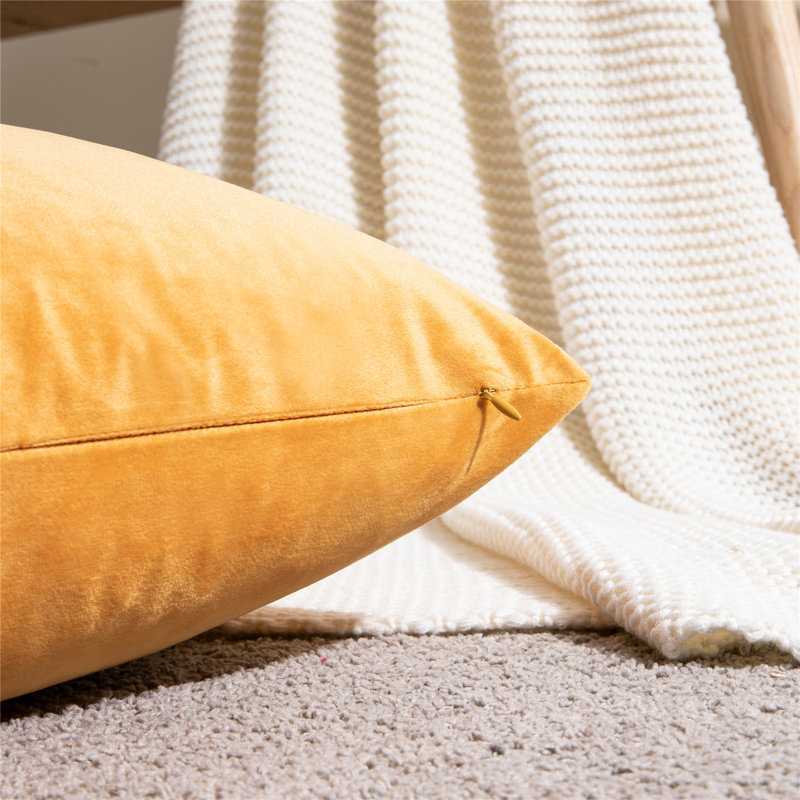 (Couvertures avec insertions) Ensemble de deux coussins décoratifs de 18 po ou 20 po, H 20 po x l 20 po, Jaune, Polyester