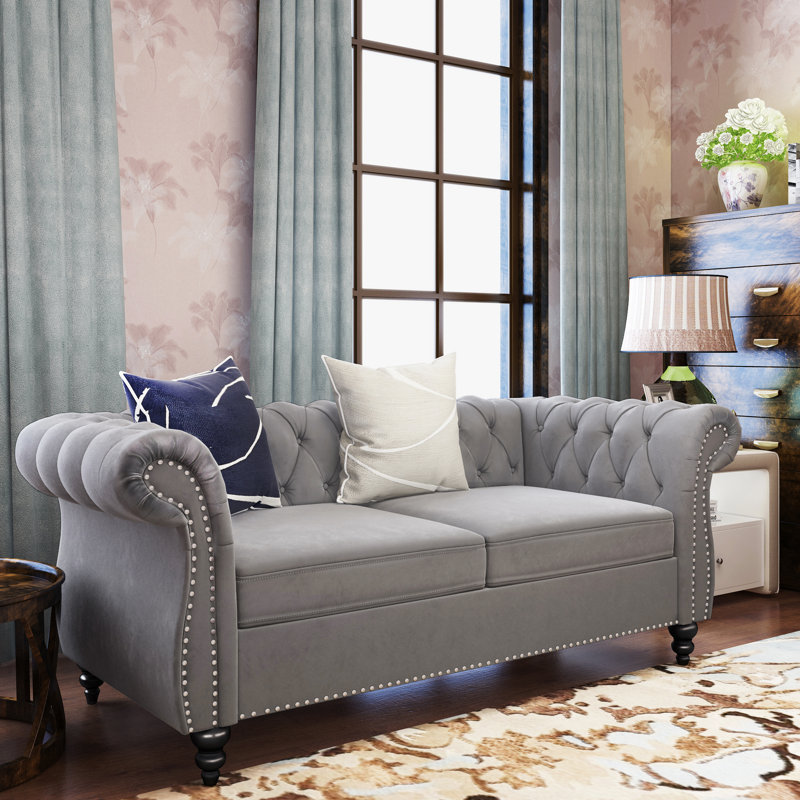 Famke Fabric 67'' Reception Loveseat, Gray