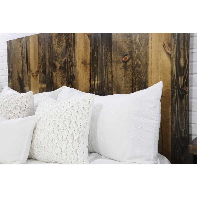 Tête de lit murale en bois massif Ashleah, Brun foncé, Simple