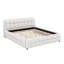 Lit plateforme tapissier d'inspiration Mid-Century avec pieds en bois-1057256952