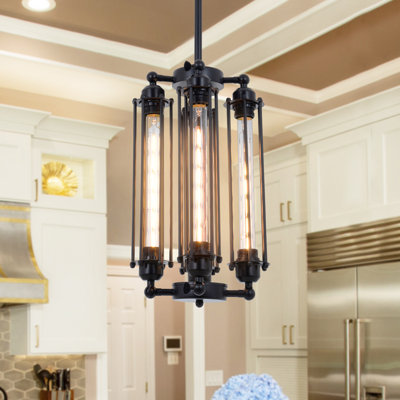 4-Light Dimmable Industrial Flute Pendant Chandelier