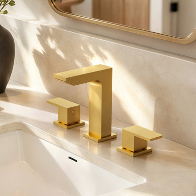 Robinet de salle de bain surdimensionné à 3 trous et 2 poignées avec drain