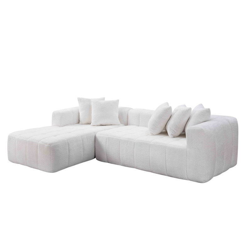Canapé modulaire 107,9 po Cloud, Face à la gauche, Mélange de polyester blanc