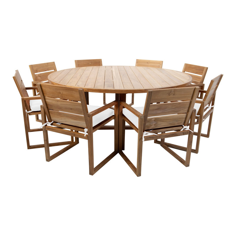 Uvita 8 - Person Solid Wood Solid Wood Top Four Leg Dining Set, Cocoa