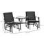 Wantagh Outdoor Double Glider Rocking Chairs with Glass Top Table Black
