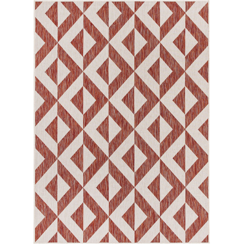 Outdoor Destiny Area Rug Wine Color, Rectangle 5'3" x 7'3"