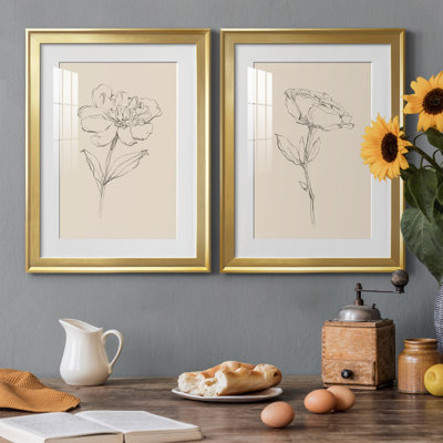 Floral Contour Study III, reproduction encadrée de qualité supérieure - prête à être accrochée