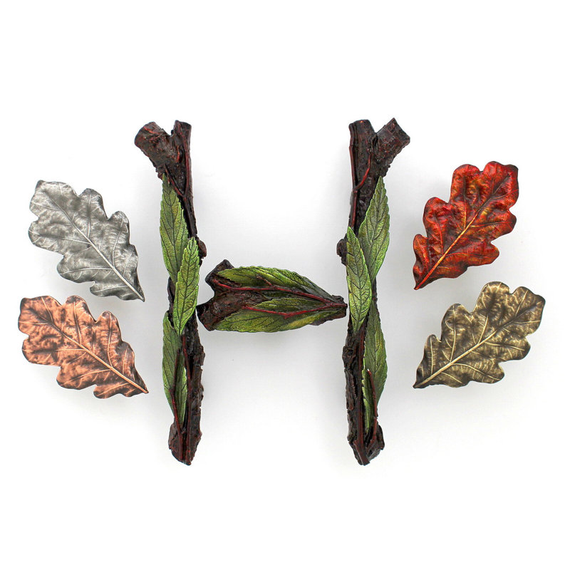 Poignée fantaisie à feuilles, Laiton antique