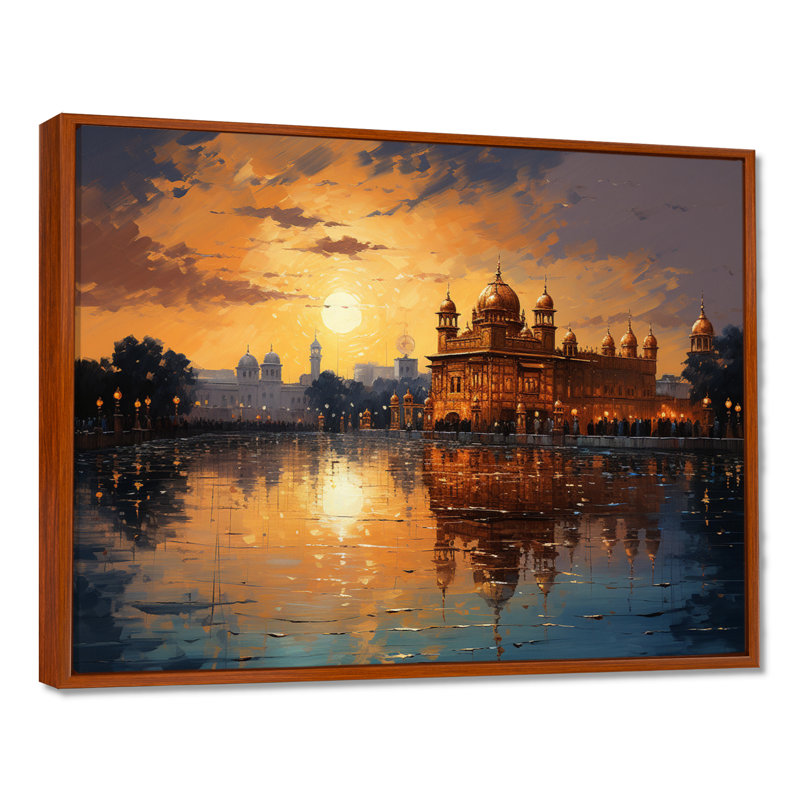 «Hinduisim Golden Temple II - Hindouisme», art mural, H 30 po x l 40 po x P 1,5 po, Cadre flottant brun