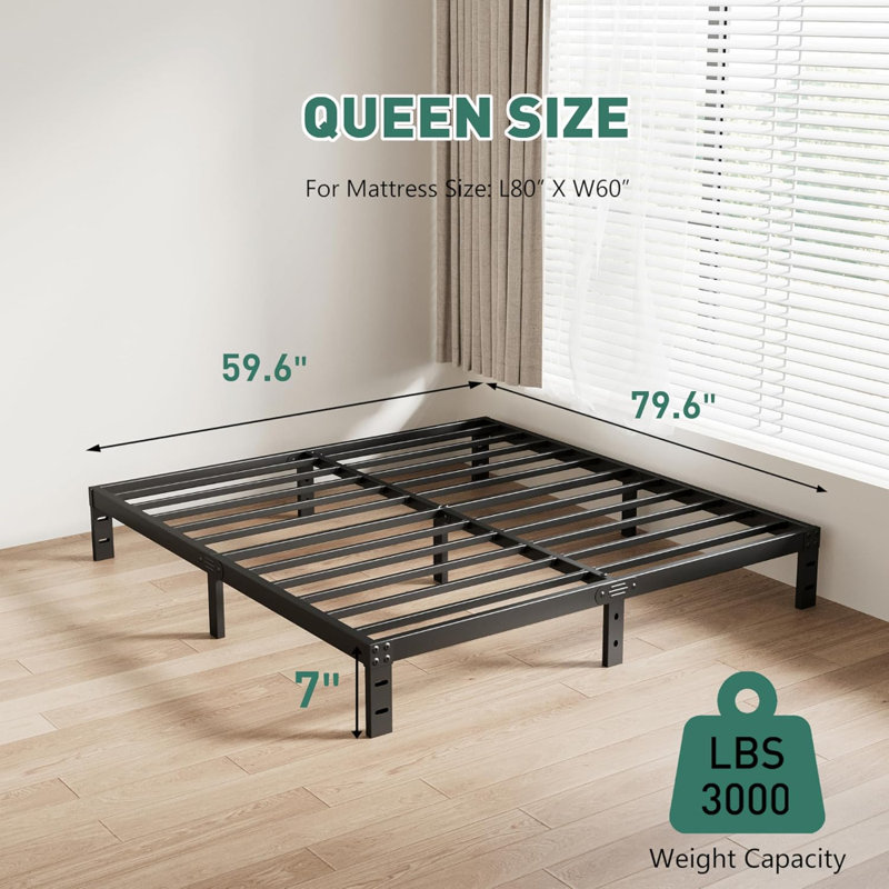 Bed Frame, MetalBed Frame Bed Frame No Box Spring Needed, Heavy Duty PlatformBed Frame With Storage Space, SturdyBed Frame Size Non-Slip Noiseless