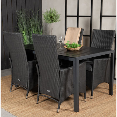 Alby 4 - Person Patio Dining Set with Rectangular Table , Cushions Included