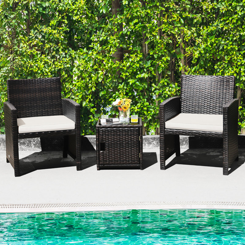 Analicia 2 - Person Patio Conversation Set with Cushions, Off White