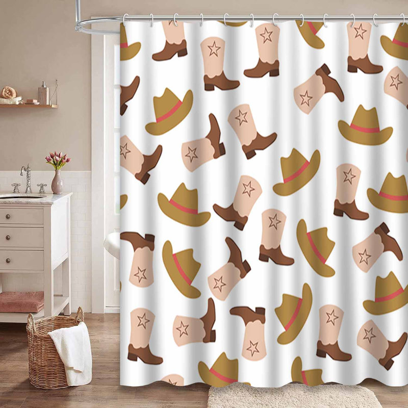 Rideau de douche imperméable avec 12 crochets RodeoCactus Wild West Cowboy Art Bath Decor, L 72 po x l 72 po