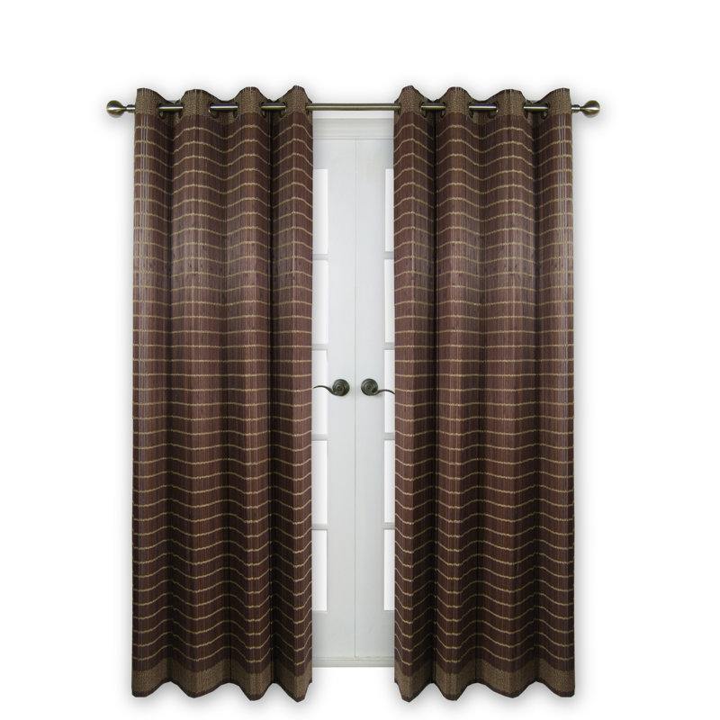 Panneau de rideau semi-transparent rayé Allicia, l 48 po x L 84 po, Noyer